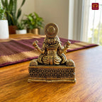 Brass Vishwakarma Ji Idol – 5 cm | Golden Finish | Spiritual Idol for Home, Office, Workshop, Temple & Car Dashboard Decor