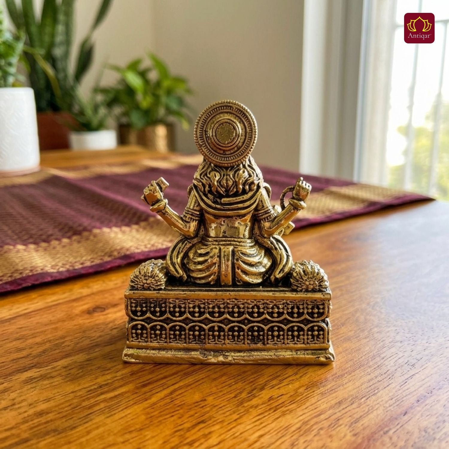 Brass Vishwakarma Ji Idol – 5 cm | Golden Finish | Spiritual Idol for Home, Office, Workshop, Temple & Car Dashboard Decor