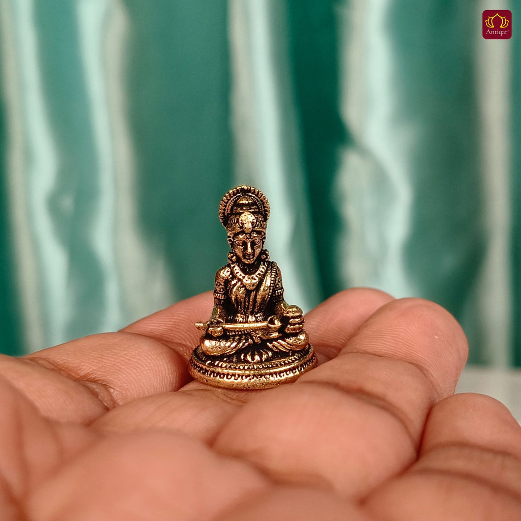 Brass  Miniature Annapurna Devi Idol - 2.5cm | Antique Finish | Spiritual Idol for Temple & Home Decor
