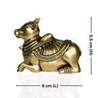 Brass Nandi Figurine - 5.5cm | Antique Finish | Spritual use for Home, Temple & Car Dashboard Decor