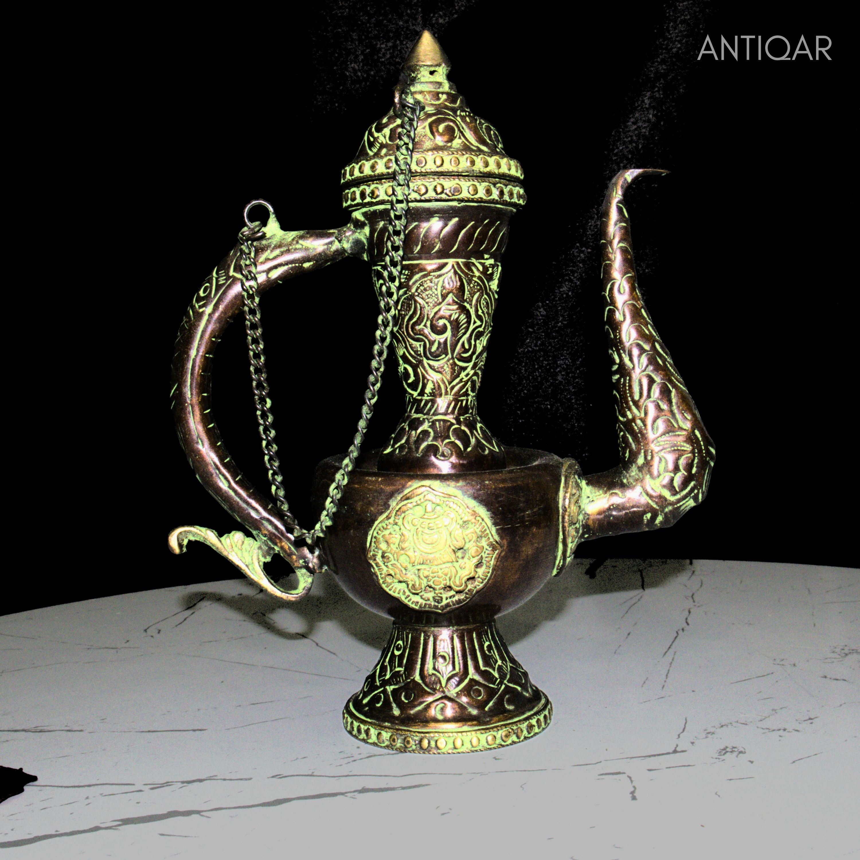 Antique Brass Surai - 20cm | Green Patina Finish |  Vintage Mughlai Style use in Home,Office & Restaurant Decor