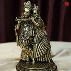Brass Designer Radhakrishna Idol - 12cm | Antique Finish | Spiritual Idol for Temple & Home Decor