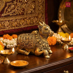 Brass Nandi Figurine - 6cm | Antique Finish | Spritual use for Home, Temple & Car Dashboard Decor
