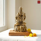 Brass Lalitha Deviji Idol - 8cm | Golden Finish | Religious Idol for Home, Temple & Car Dashboard Decor