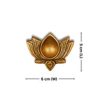 Brass Lotus Diya -2cm | Antique Golden Finish | Handcrafted for Pooja Temple & Festival Decor  (Set of 3)