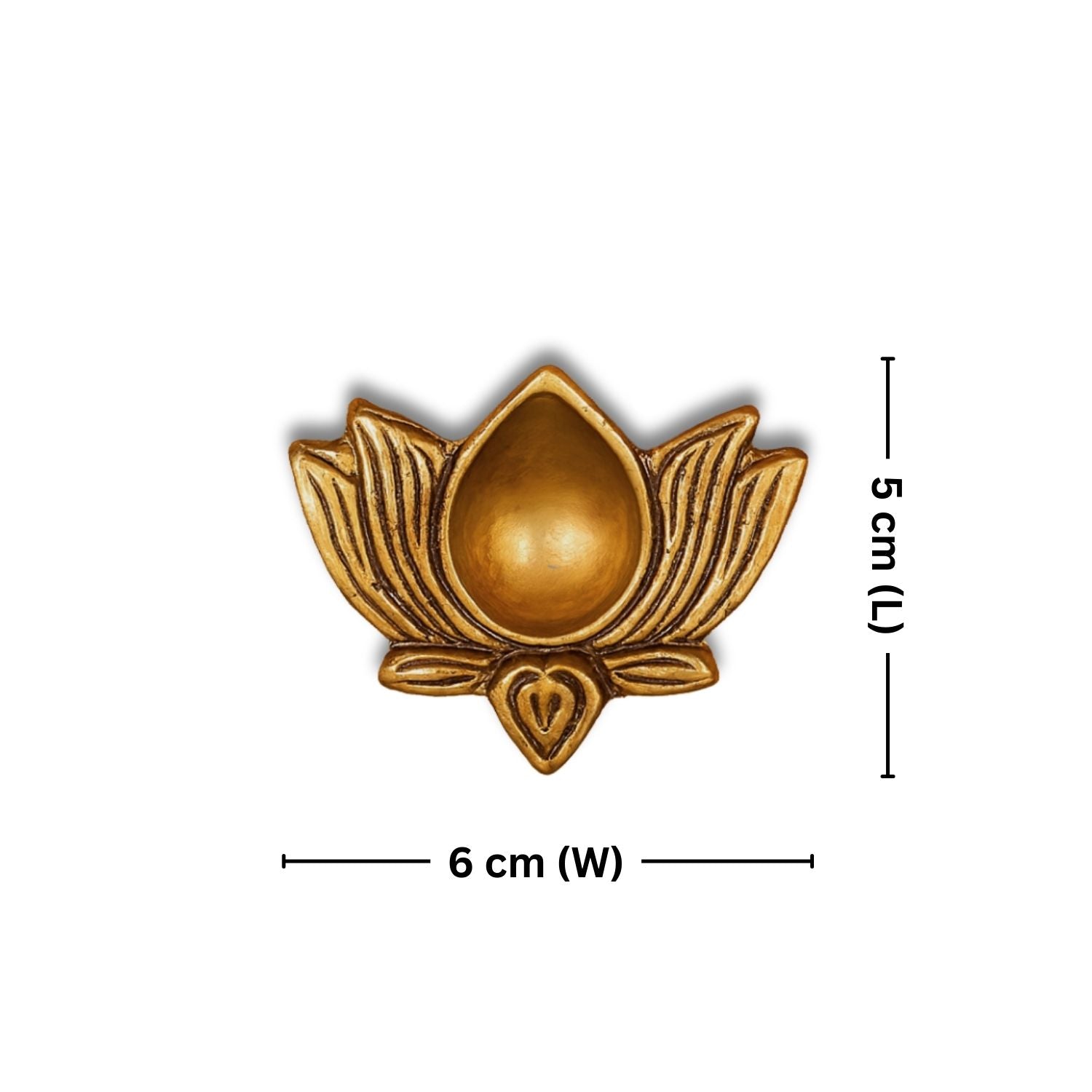 Brass Lotus Diya -2cm | Antique Golden Finish | Handcrafted for Pooja Temple & Festival Decor  (Set of 3)