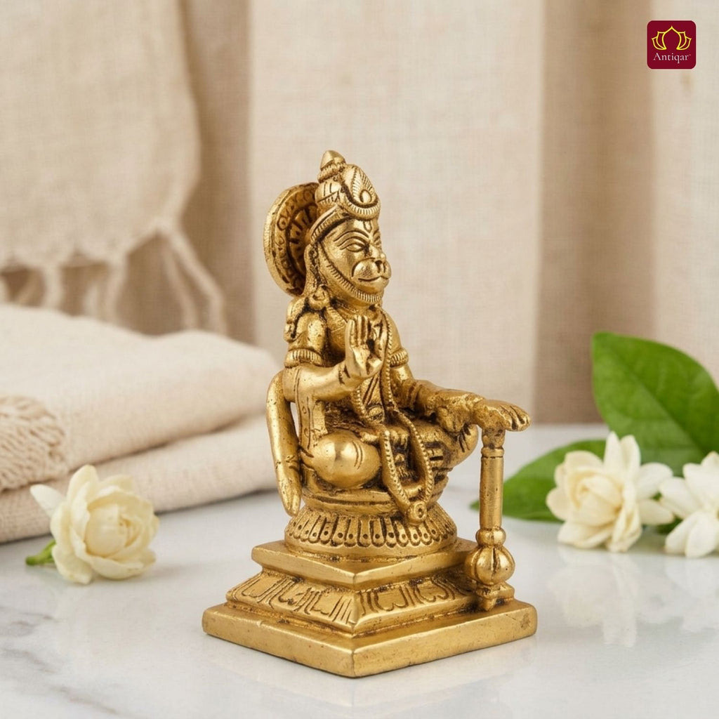 Shree Hanuman Ji Brass Idol | Handcrafted for Worship & Decor | Temple, Office & Vehicle Decor