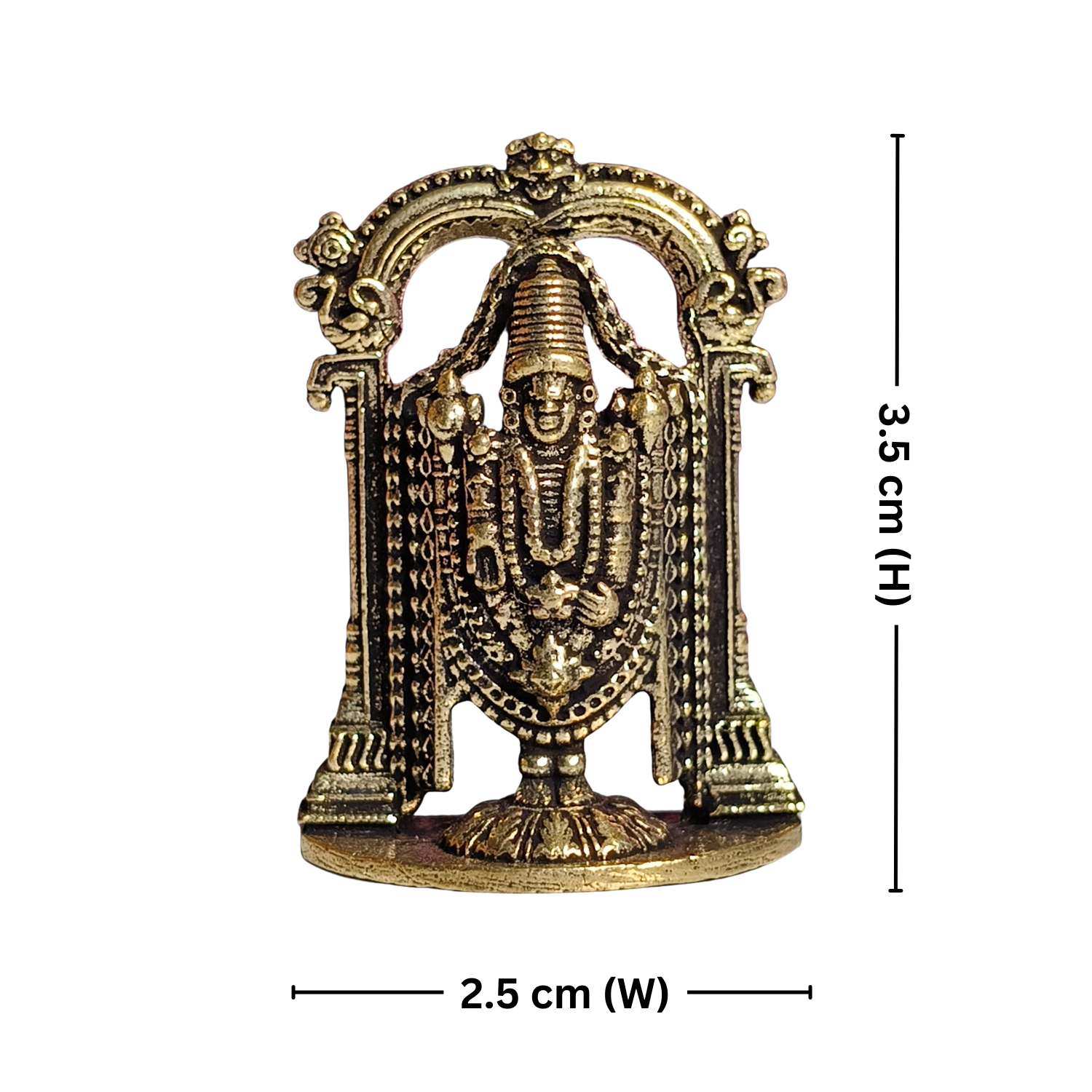 Brass Miniature Lord Sri Venkateswara Ji Idol - 3.5cm | Antique Finish | Spritual use for Home, Temple & Car Dashboard Decor