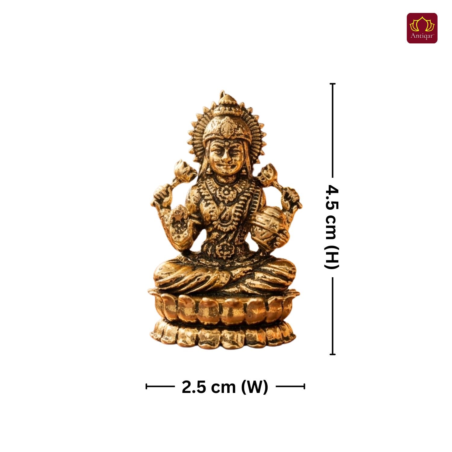 Brass Lakshmi JI Idol - 4.5cm | Golden Finish | Spiritual Decor for Temple, Home & Car Dashboard