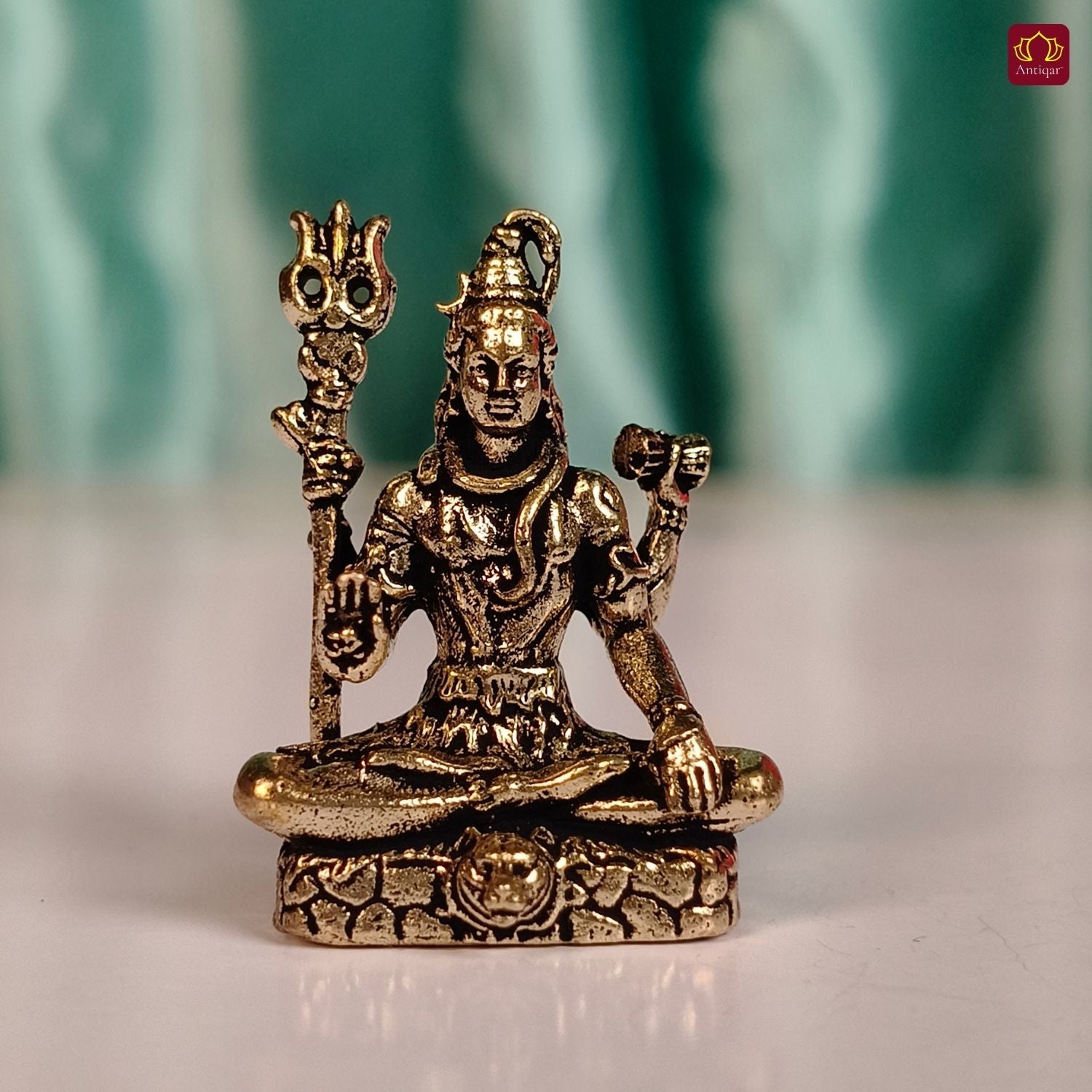 Brass Miniature Shiv Ji Idol - 3 cm | Antique Finish | Spiritual use for Temple, Home & Car Decor