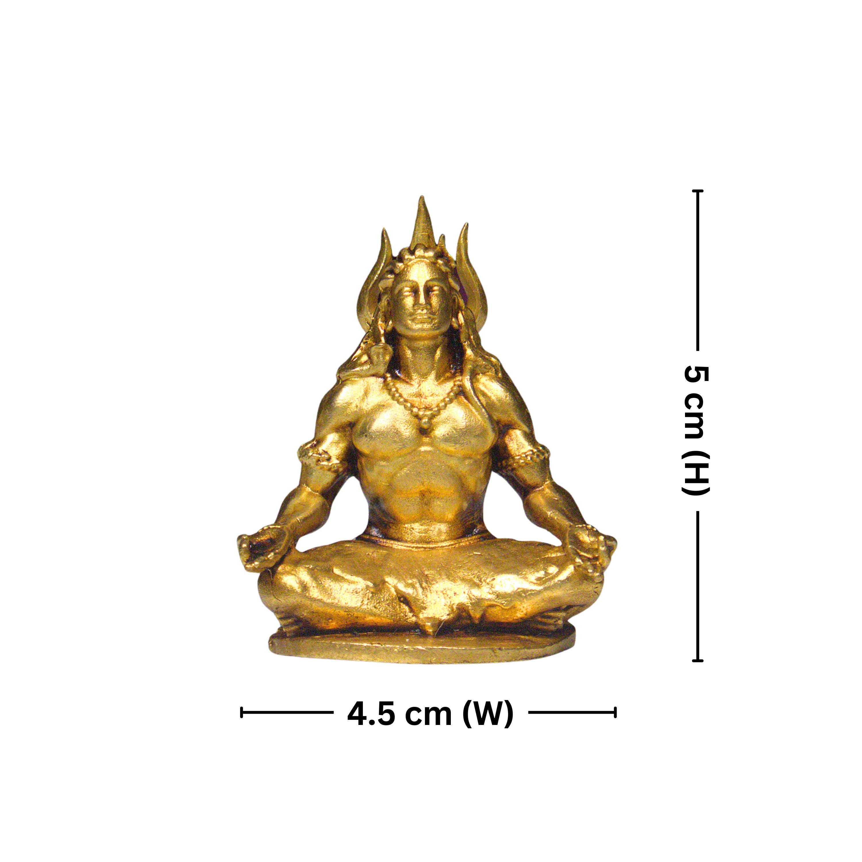 Brass Adiyogi Statue - 5cm | Antique Golden Finish | Spiritual Idol for Temple & Home Decor