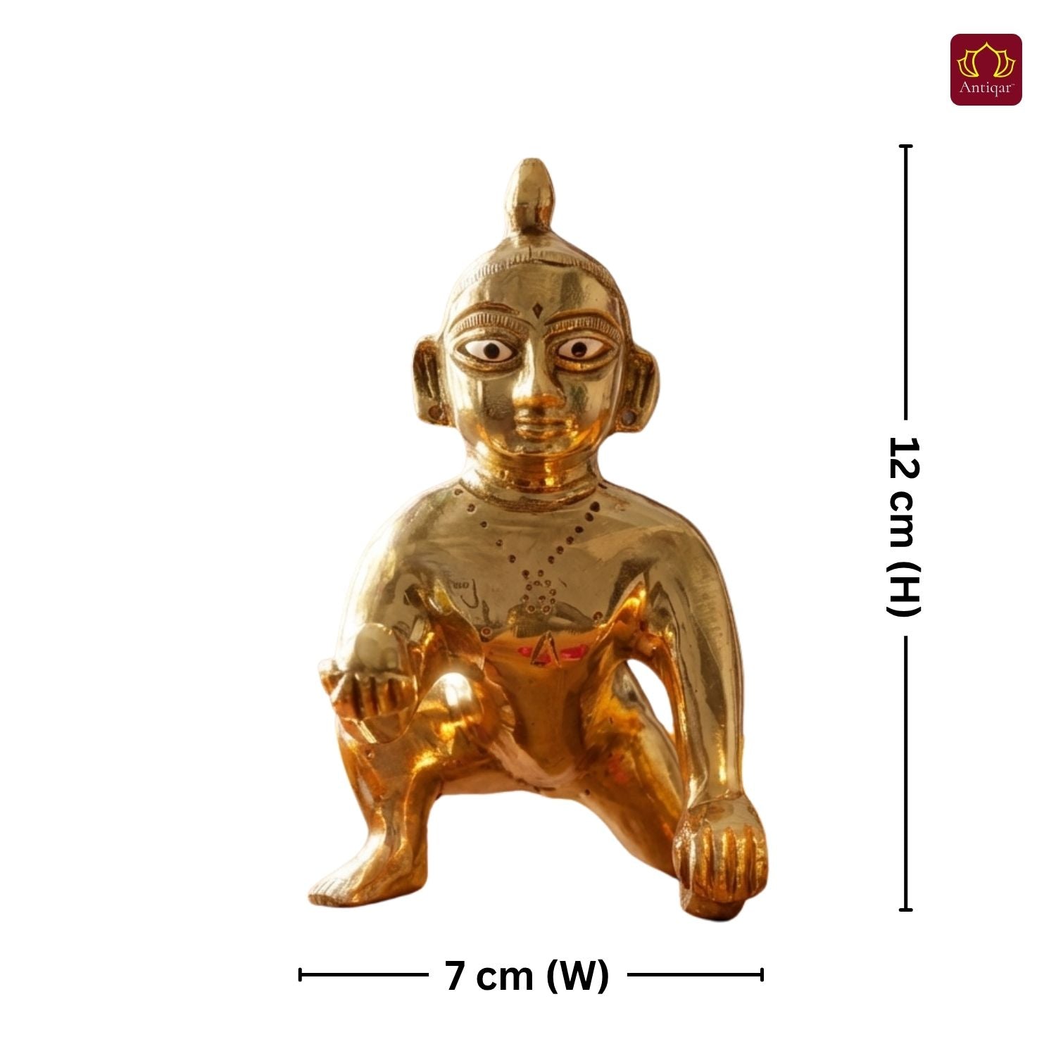 Handcrafted Laddu Gopal Brass Idol - 12cm | Superfine Finish | For Pooja, Temple & Car Dashboard Decor