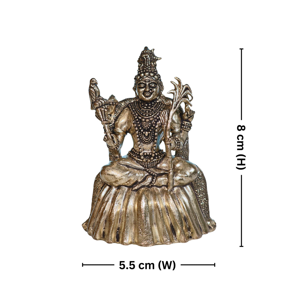 Brass Rajrajeshwari Deviji Idol - 8cm | Antique Finish | Religious Idol for Home, Temple & Car Dashboard Decor