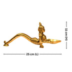 Brass Mermaid (Jalpari) Design Aarti Diya with Handle - 11cm | Antique Finish | Handcrafted item for Temple, Festive & Spritual Use