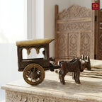 Brass Designer Roof Bullock Cart Golden Showpiece -7.5 | Antique Brown Finish | Handicraft Decorative Showpiece for Home, Table & Office Decor