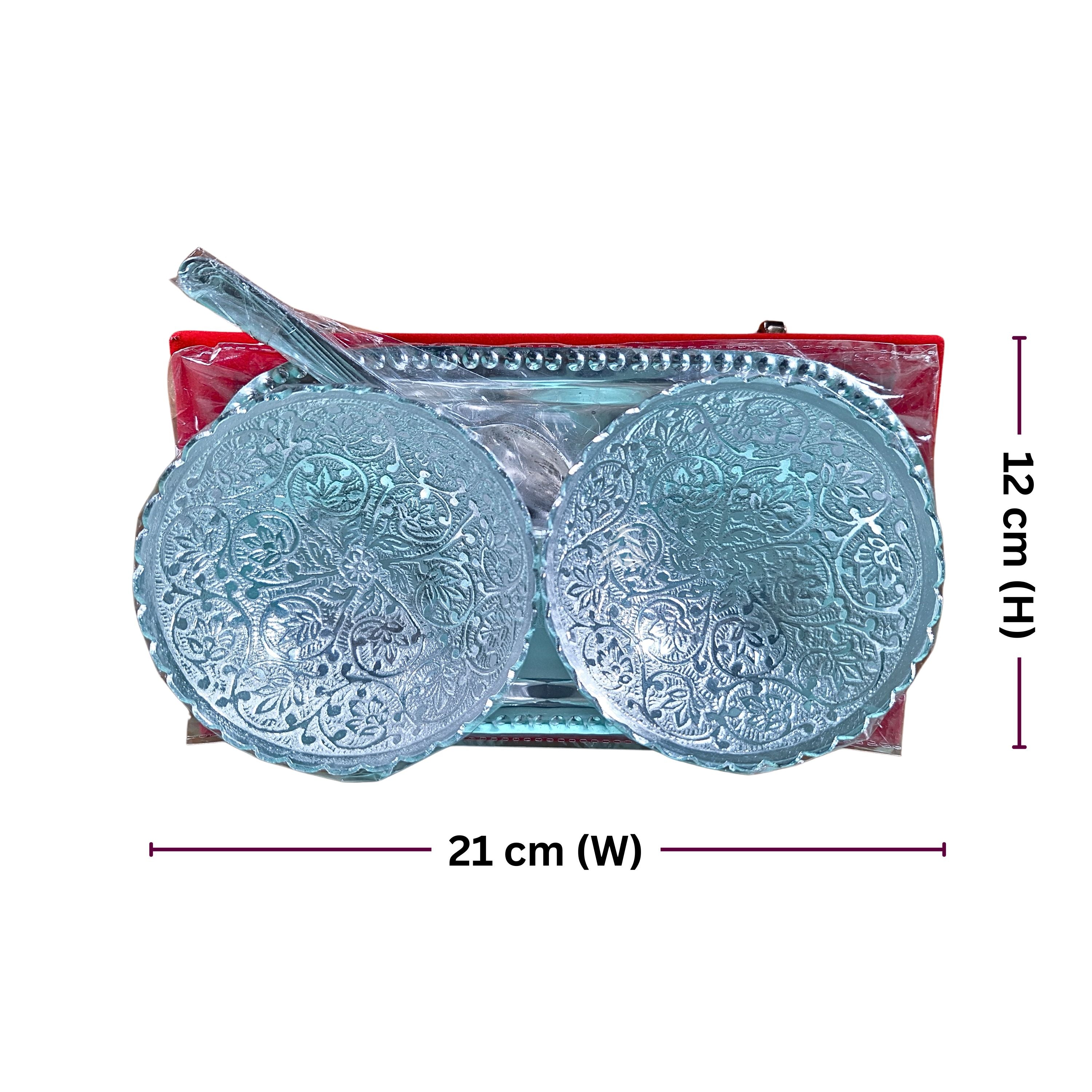 Royal Dry Fruit & Paan Dan Serving Set | Silver Plated | Red Velvet Box | Set of 5 | Handcrafted Artistry | Festive & Decorative Showpiece