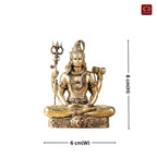 Brass Shiv Ji Idol - 8 cm | Antique Finish with Trisul | Spiritual use for Temple, Home & Car Decor