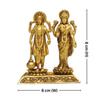 Brass Laxmi Narayan pair Idol - 8cm | Standing on Lotus | Antique Finish | Spiritual Idol for Temple & Home Decor