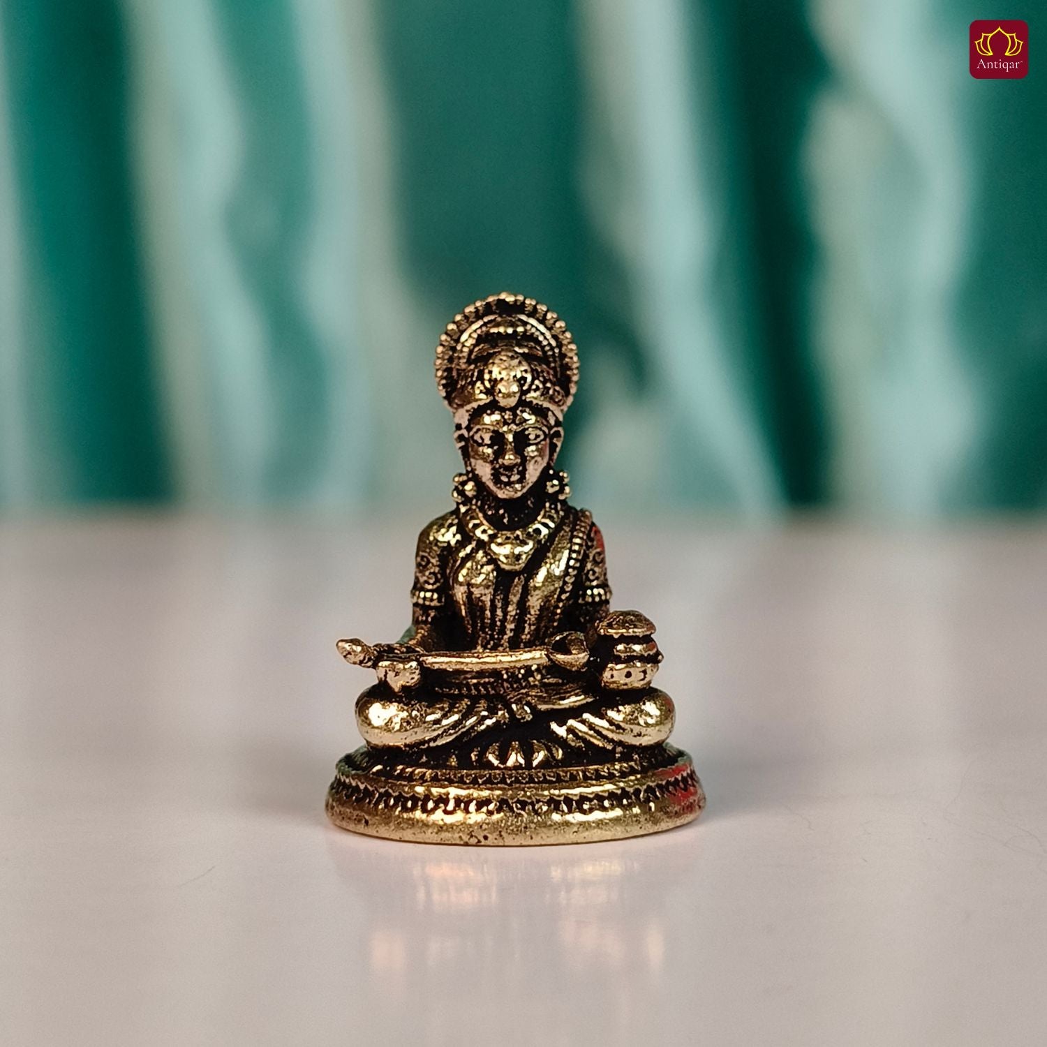 Brass  Miniature Annapurna Devi Idol - 2.5cm | Antique Finish | Spiritual Idol for Temple & Home Decor