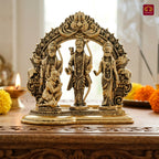 Brass Ram Darbar - 7cm | Antique Golden Finish | Spiritual Idol for Temple & Home Decor