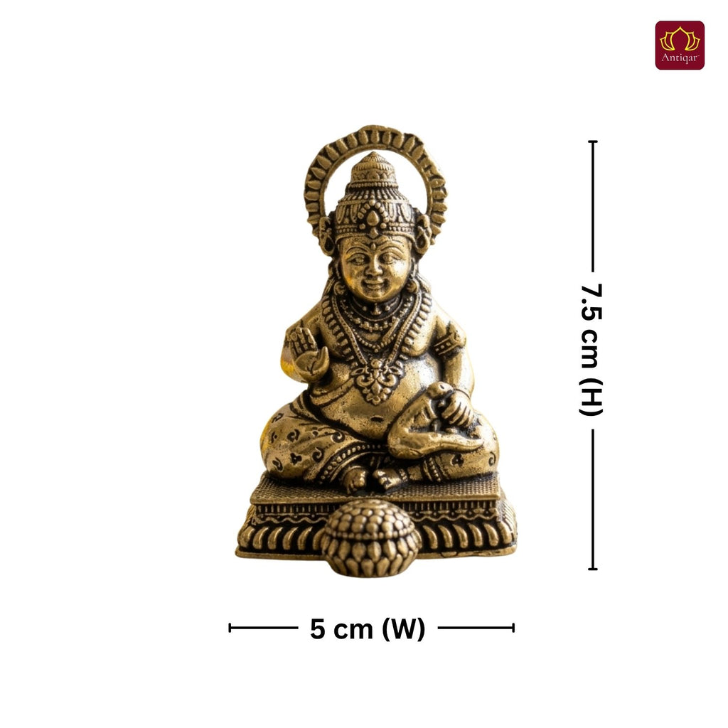 Brass Kuber Idol - 7.5cm | Antique Finish | Handcrafted Decor for Temple, Home & Car Dashboard