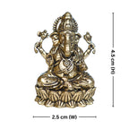 Brass Ganesh Idol - 4.5cm | Antique Finish | Spritual use for Home, Temple & Car Dashboard Decor