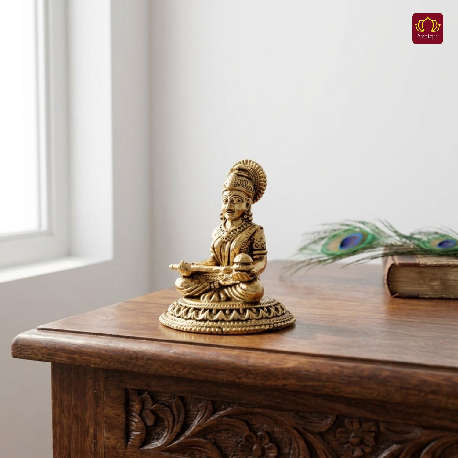 Brass Miniature Annapurna Devi Idol - 3cm | Golden Finish | Spiritual Idol for Temple & Home Decor