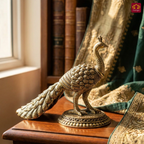Brass Peacock Showpiece – 8 cm | Antique Finish | Handcrafted Decor for Temple, Table & Home