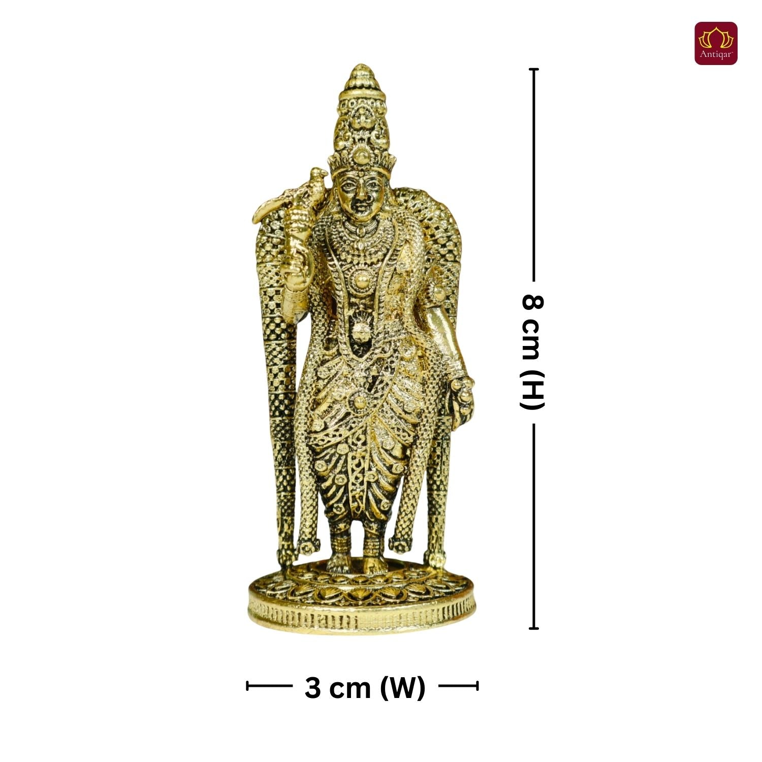 Brass Meenakshi Deviji Idol -8cm | Golden Finish | Spritual use for Home, Temple & Car Dashboard Decor