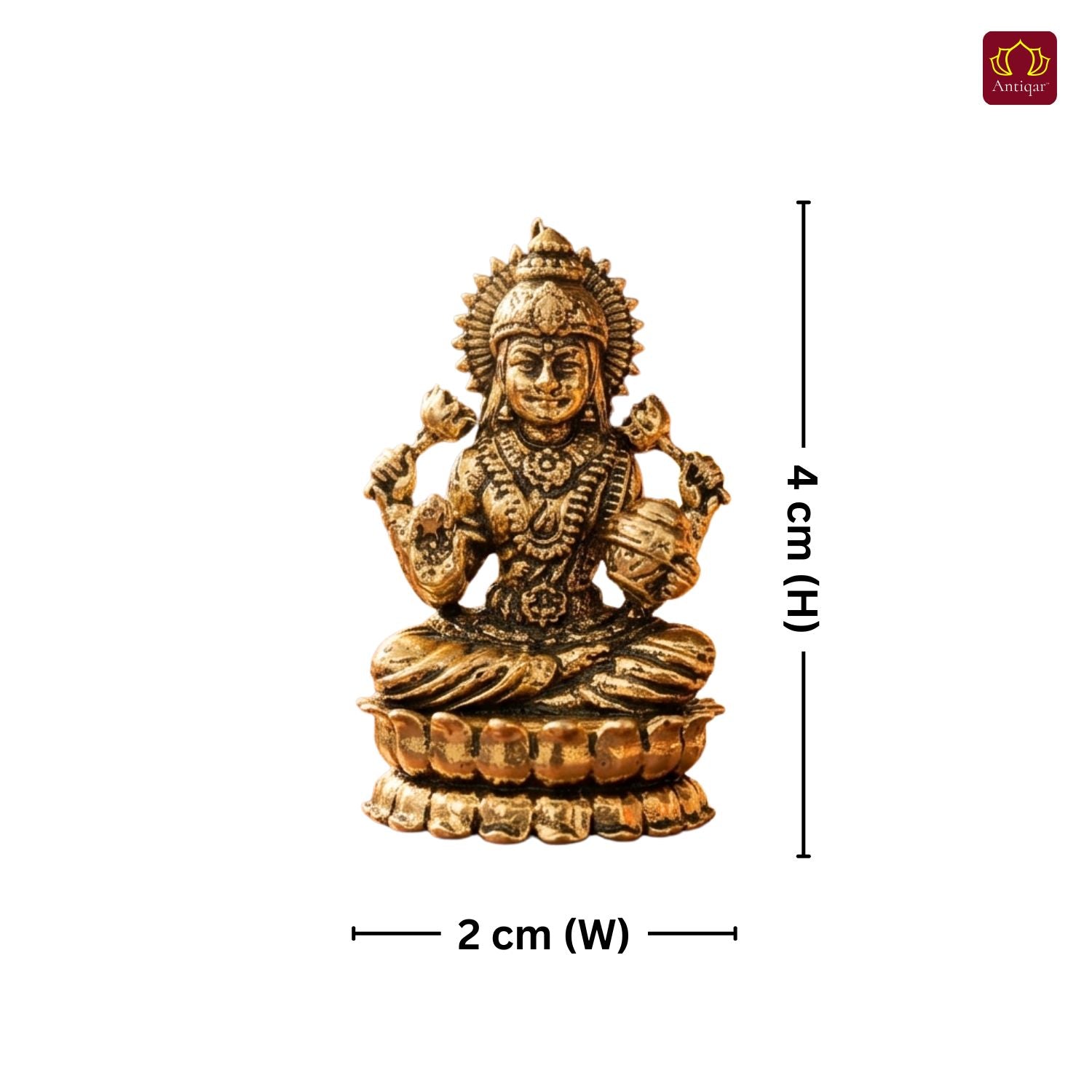 Brass Lakshmi JI Idol - 4cm | Golden Finish | Spiritual Decor for Temple, Home & Car Dashboard