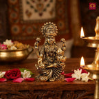 Brass Lakshmi JI Idol - 4cm | Golden Finish | Spiritual Decor for Temple, Home & Car Dashboard