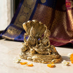 Brass Lakshmi Narayan Idol - 7cm  | Golden Finish | Spiritual Idol for Temple, Home & Car Dashboard Decor
