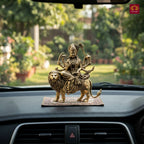 Brass Sherawali Maa Idol - 6cm | Sitting on Lion | Antique Finish | Spiritual Idol for Temple & Home Decor