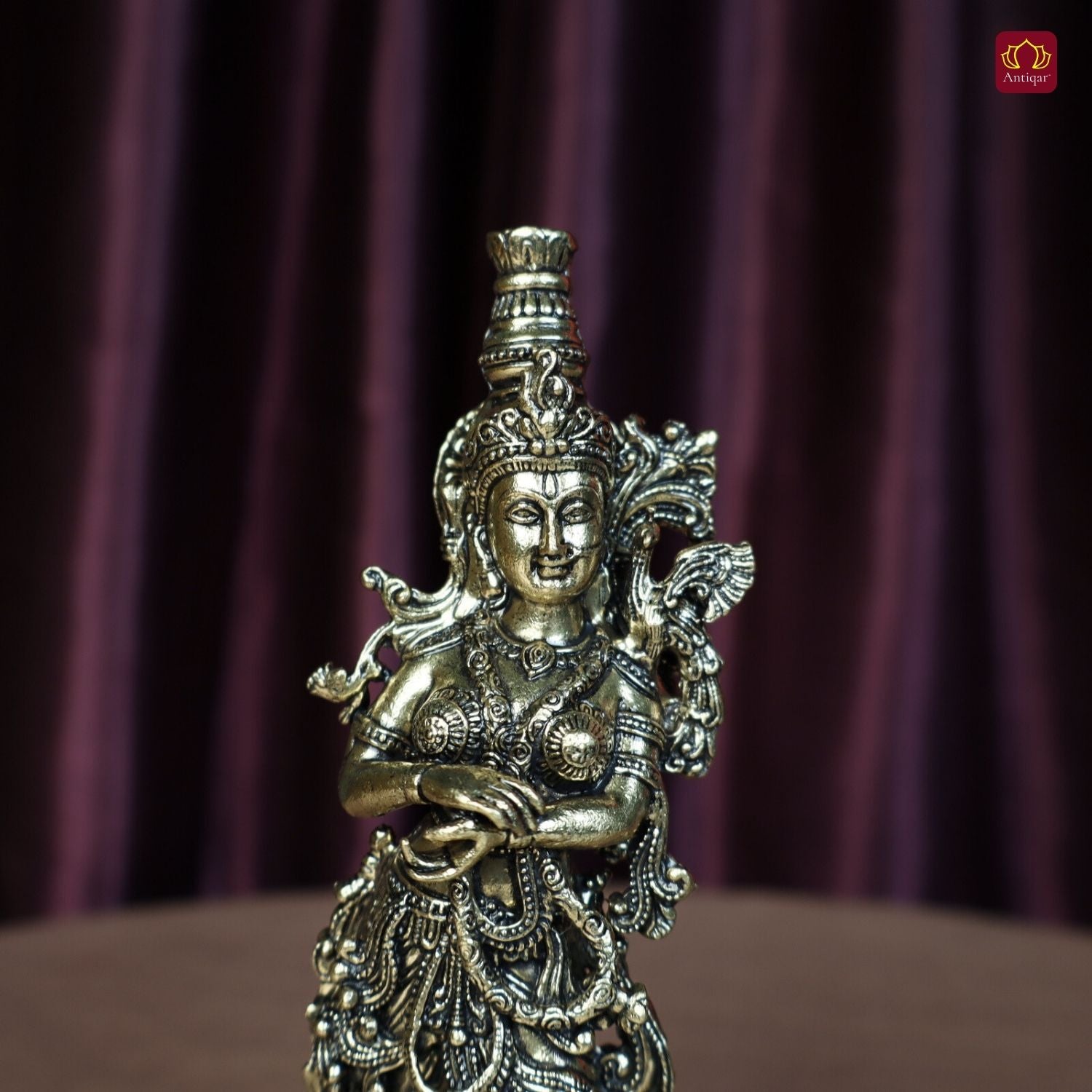 Brass Radha Rani Idol - 15cm | Antique Finish | Handcrafted Artwork | Home & Office Decor | Ideal for Gifting & Spiritual Blessings
