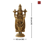 Brass Tirupathi Balaji Idol - 10cm | Golden Finish | Handcrafted Idol for Temple, Home & Car Dashboard