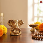 Brass Appu Ganesha Idol – 5 cm | Sitting Position | Antique Golden Finish | Handcrafted Decor for Temple, Home & Festival Use