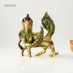 Kamdhenu Cow Brass Figurine | Artisan Crafted with Color Detailing | Pooja Room & Living Decor | Symbol of Prosperity & Divinity