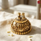 Brass Balaji Charan Paduka - 3cm | Golden Finish | Handcrafted Spiritual Symbol for Temple & Home Decorr