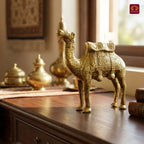 Brass Camel Showpiece – 13.5 cm | Superfine Finish | Handcrafted Decorative Figurine for Living Room & Office Decor