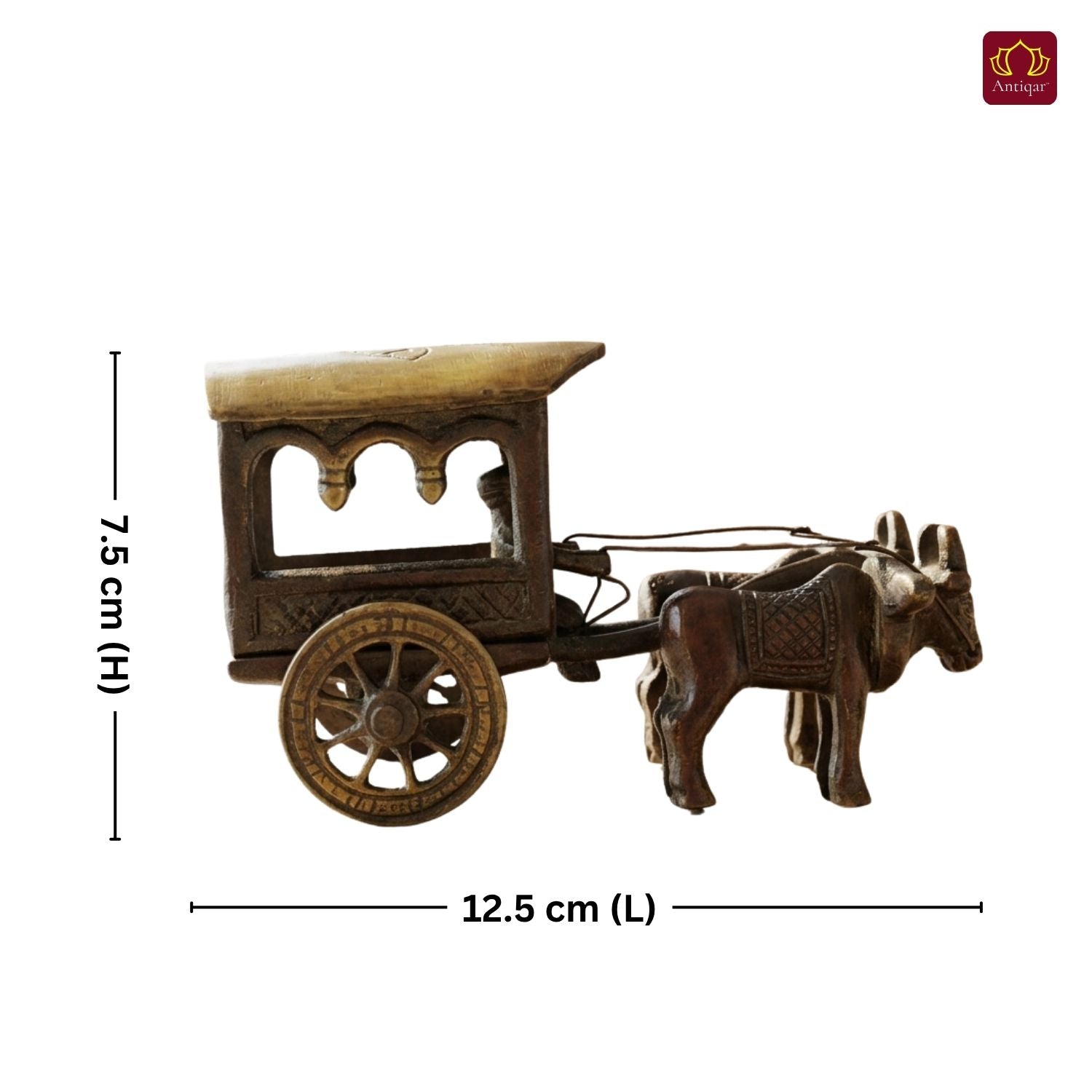 Brass Designer Roof Bullock Cart Golden Showpiece -7.5 | Antique Brown Finish | Handicraft Decorative Showpiece for Home, Table & Office Decor