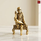 Brass Saibaba Idol - 6.5cm | Golden Finish | Spritual use for Home, Temple & Car dashboard Decor