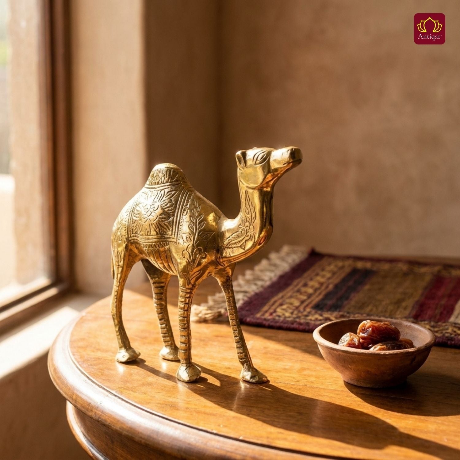 Brass Camel Showpiece - 18cm | Handcrafted Decor Piece for Living Spaces | Superfine Golden Finish