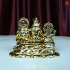 Brass Shiv Parivar Idol - 6.5cm | Golden Finish | Spiritual Idol for Temple & Home Decor