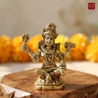 Brass Shiv Ji Idol – 8.5 cm | Sitting on Tiger Head | Antique Golden Finish | Handcrafted Spiritual Decor for Temple, Home & Table
