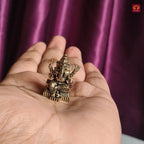 Brass Miniature Ganesh Ji Idol - 3cm | Antique Finish | Spritual use for Home, Temple & Car Dashboard Decor