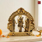 Brass Ram Darbar - 7cm | Antique Golden Finish | Spiritual Idol for Temple & Home Decor