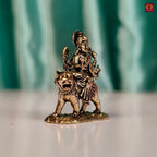 Brass Miniature Sherawali Maa Idol - 2.5cm | Antique Finish | Spritual use for Home, Temple & Car Dashboard Decor