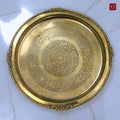 Brass Etching Design Plate - 2.5cm | Antique Golden Finish | Traditional use for Pooja in Temple, Festivals and Home