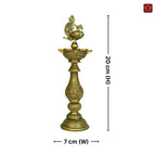 Brass Peacock Oil Lamp –20 cm | Antique Finish | Handcrafted Decor for Temple, Table & Home