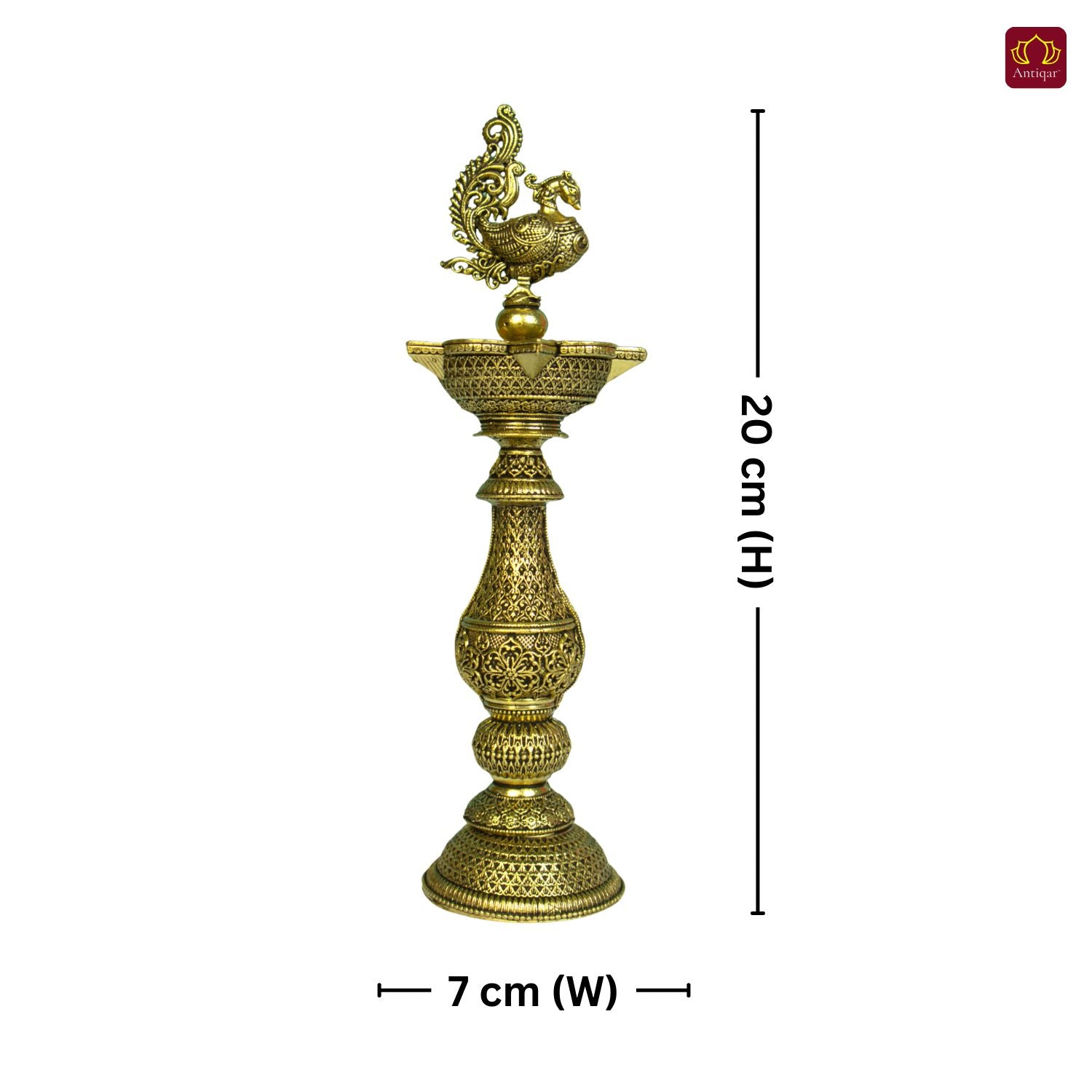 Brass Peacock Oil Lamp –20 cm | Antique Finish | Handcrafted Decor for Temple, Table & Home